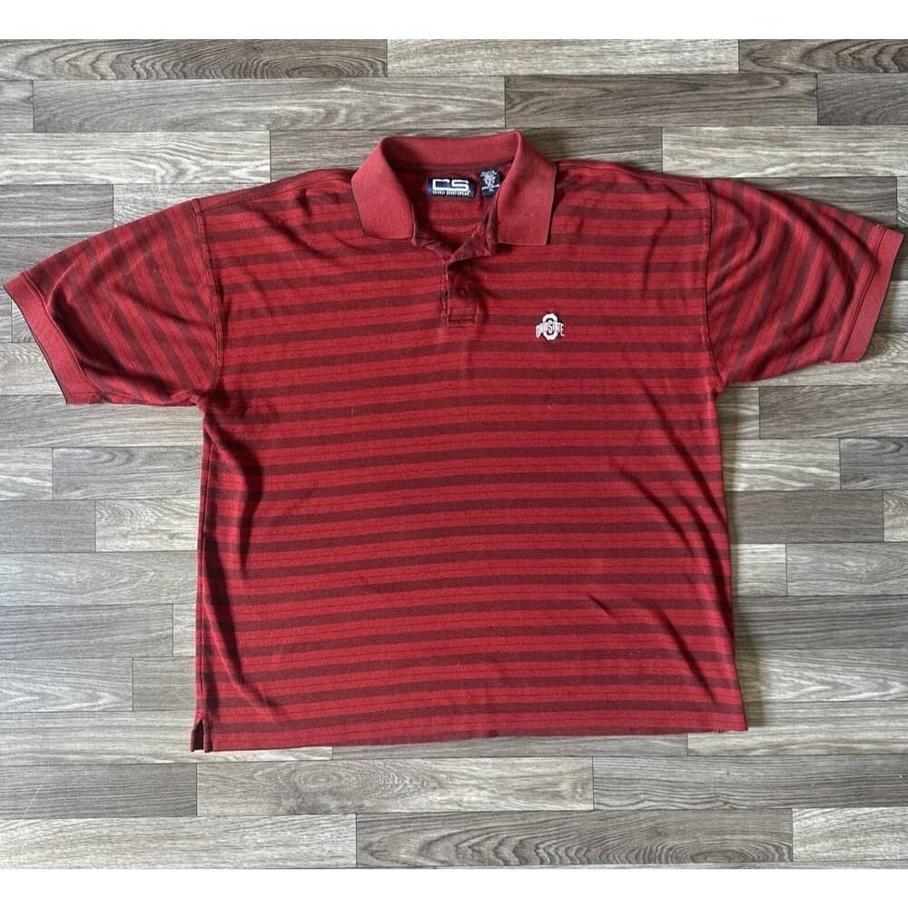 Vintage Crable Sportswear Ohio State Buckeyes Polo Shirt Men’s XL Red Black OSU